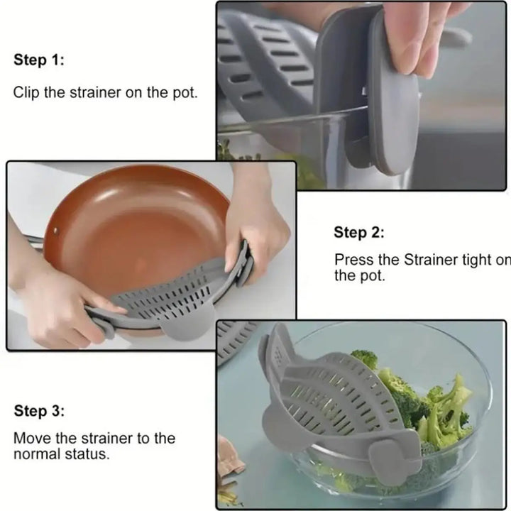 Adjustable silicone drainer for pans